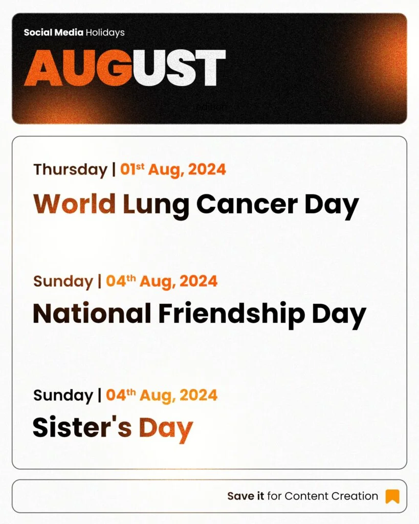 August Social Media Calendar 2024 August Social Media Calendar 2024