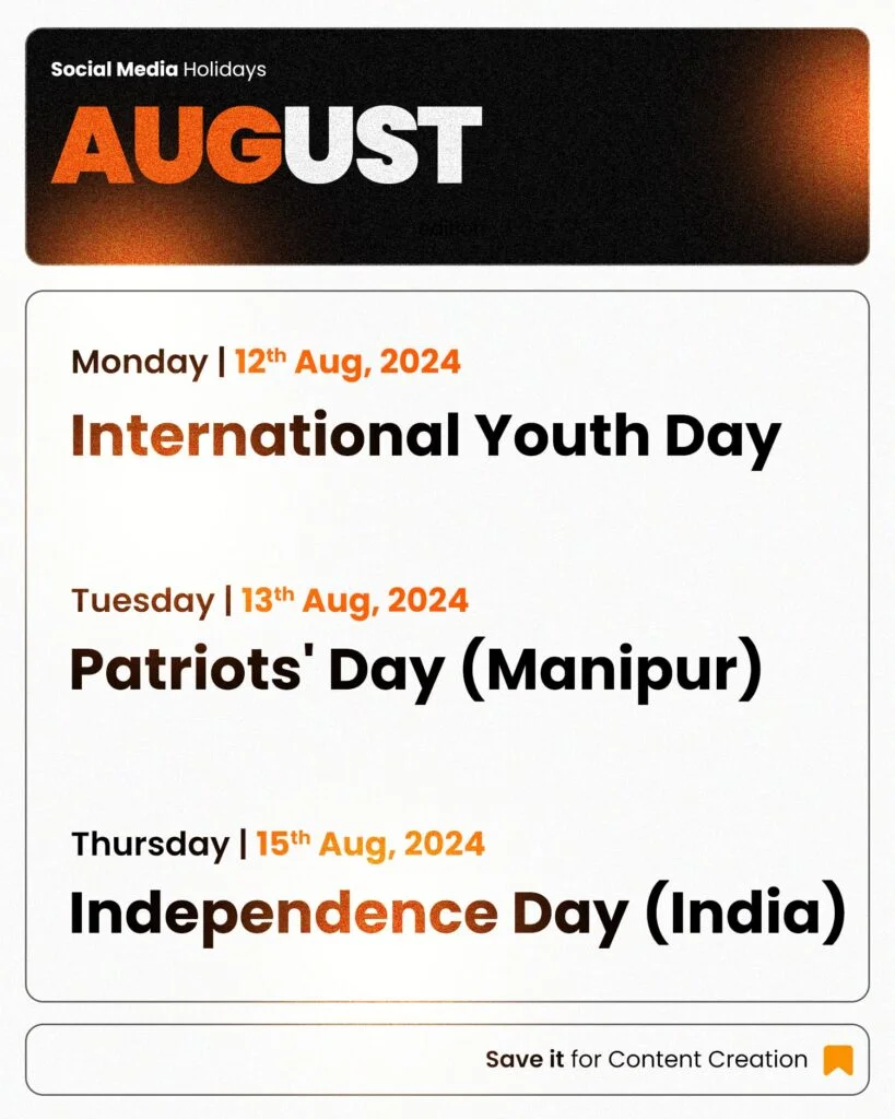 August Social Media Calendar 2024 August Social Media Calendar 2024