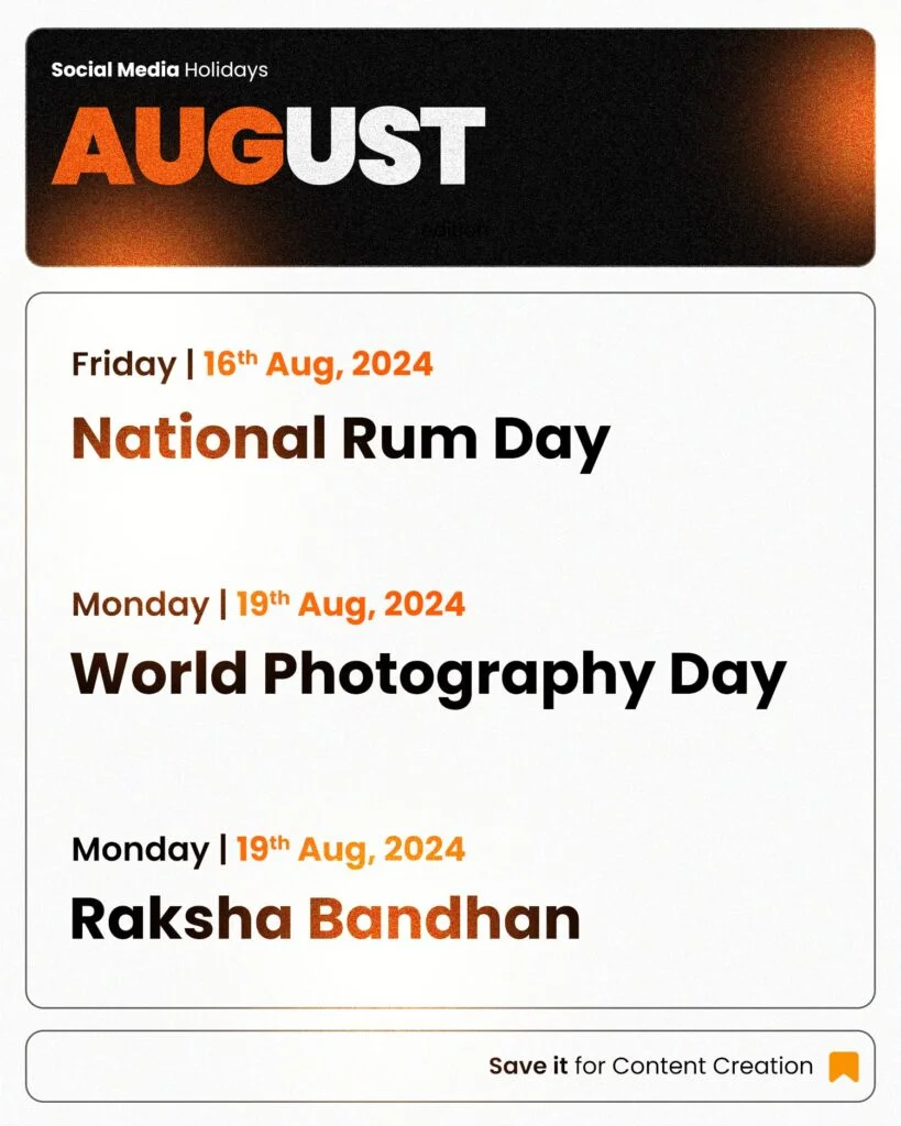 August Social Media Calendar 2024 August Social Media Calendar 2024