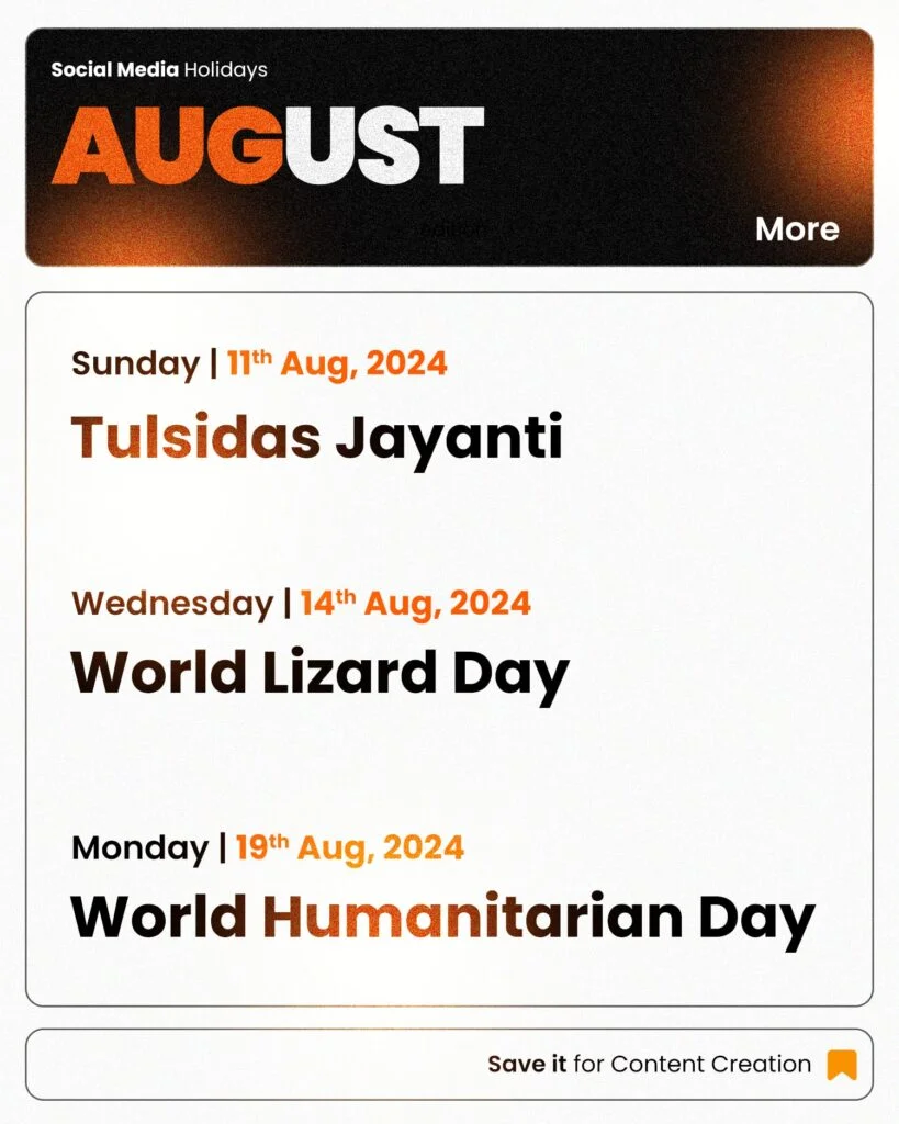 August Social Media Calendar 2024 August Social Media Calendar 2024
