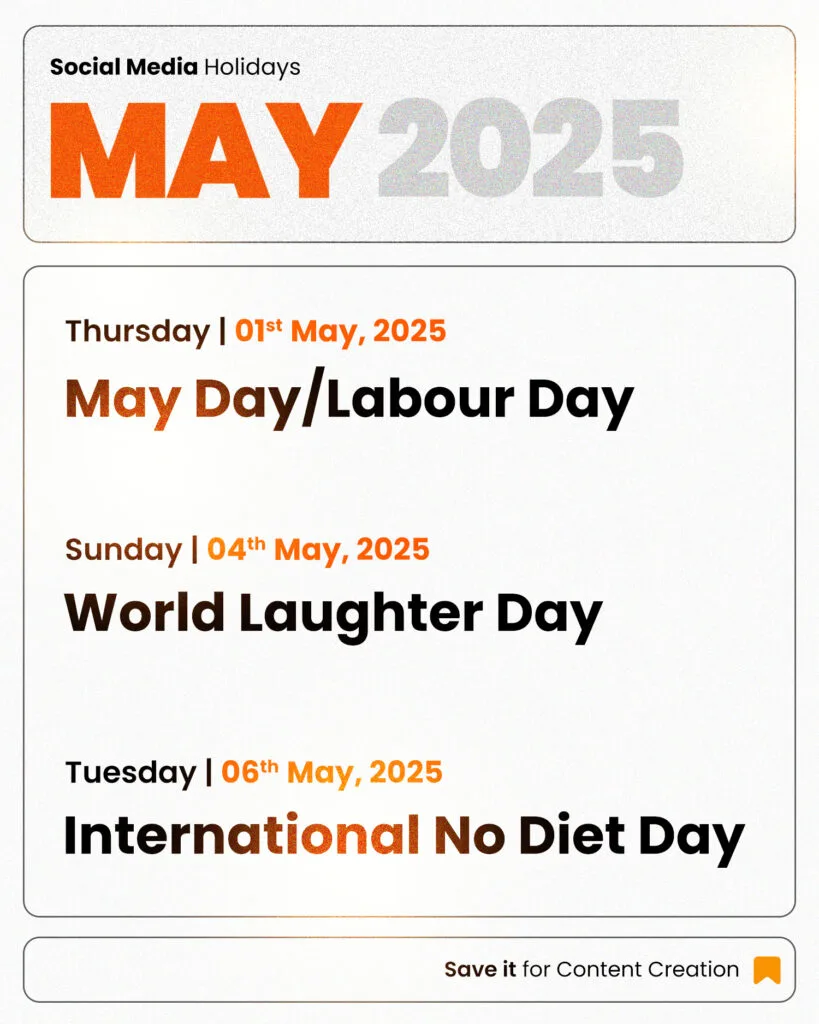 May 2025 Social Media Holiday Calendar