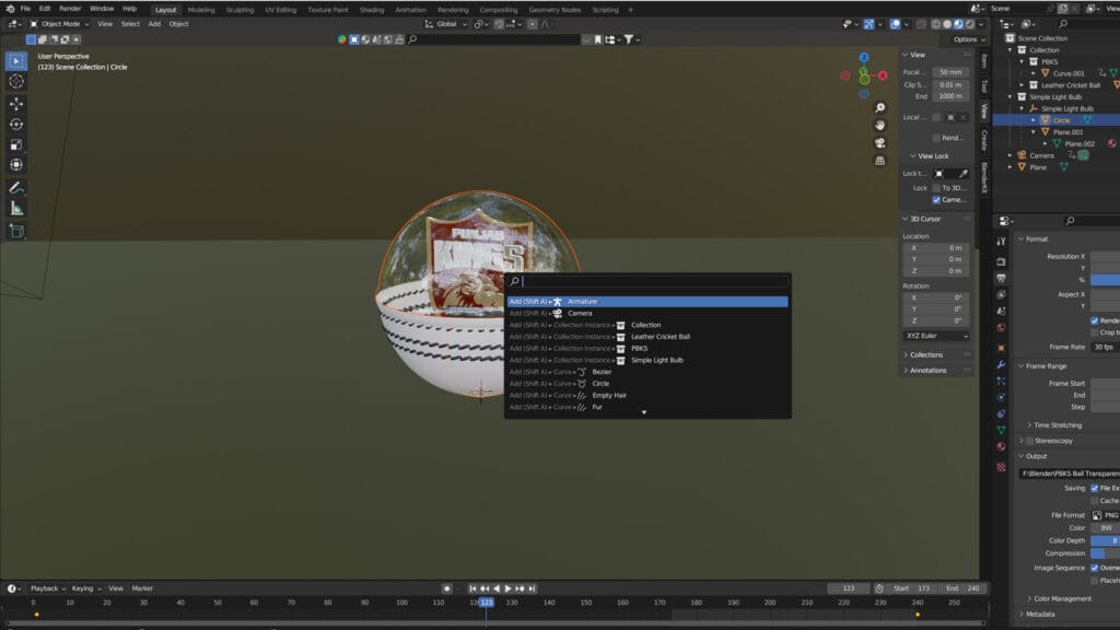 blender shortcut search bar