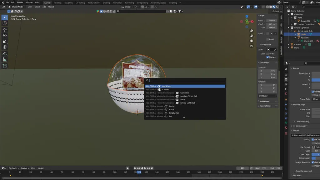 blender shortcut search bar