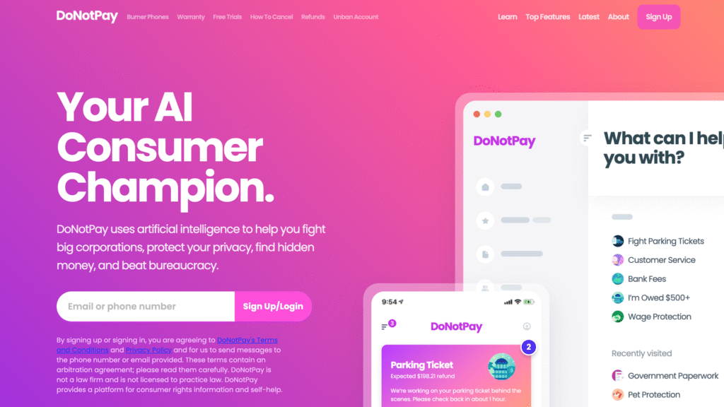 DoNotPay – The “Robot Lawyer”