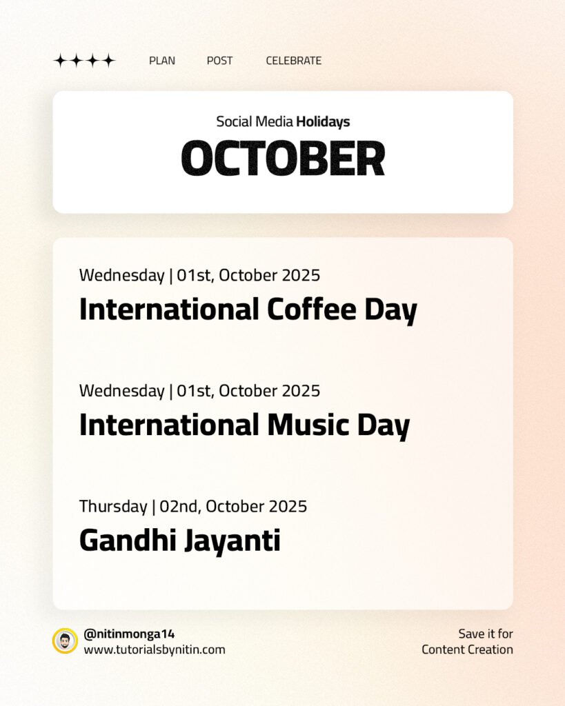 October 2025 Social Media Holidays October 2025 Social Media Holidays