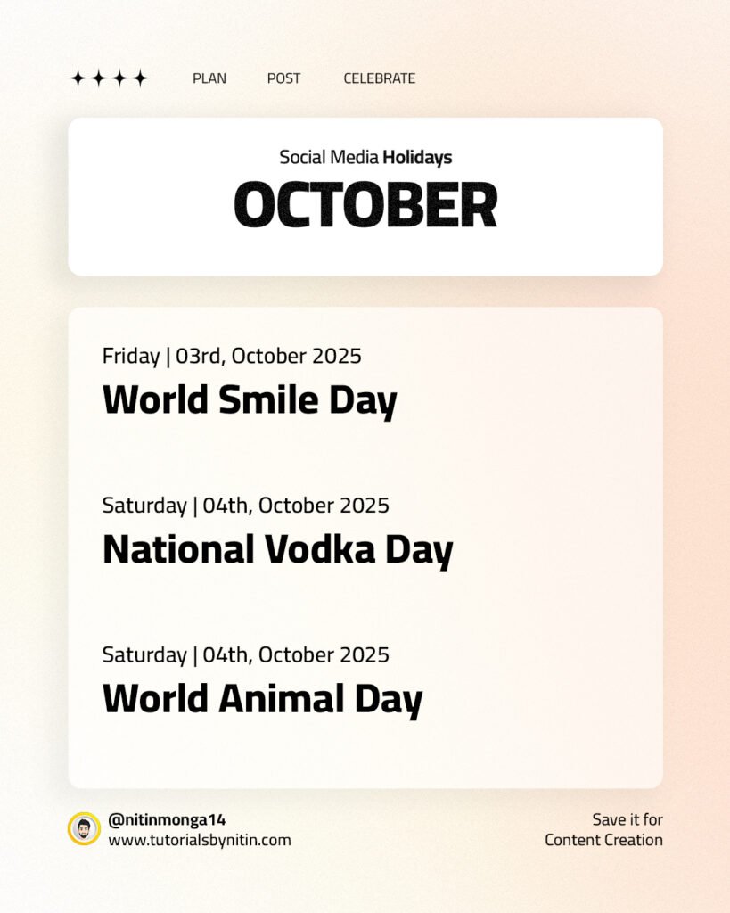 October 2025 Social Media Holidays October 2025 Social Media Holidays