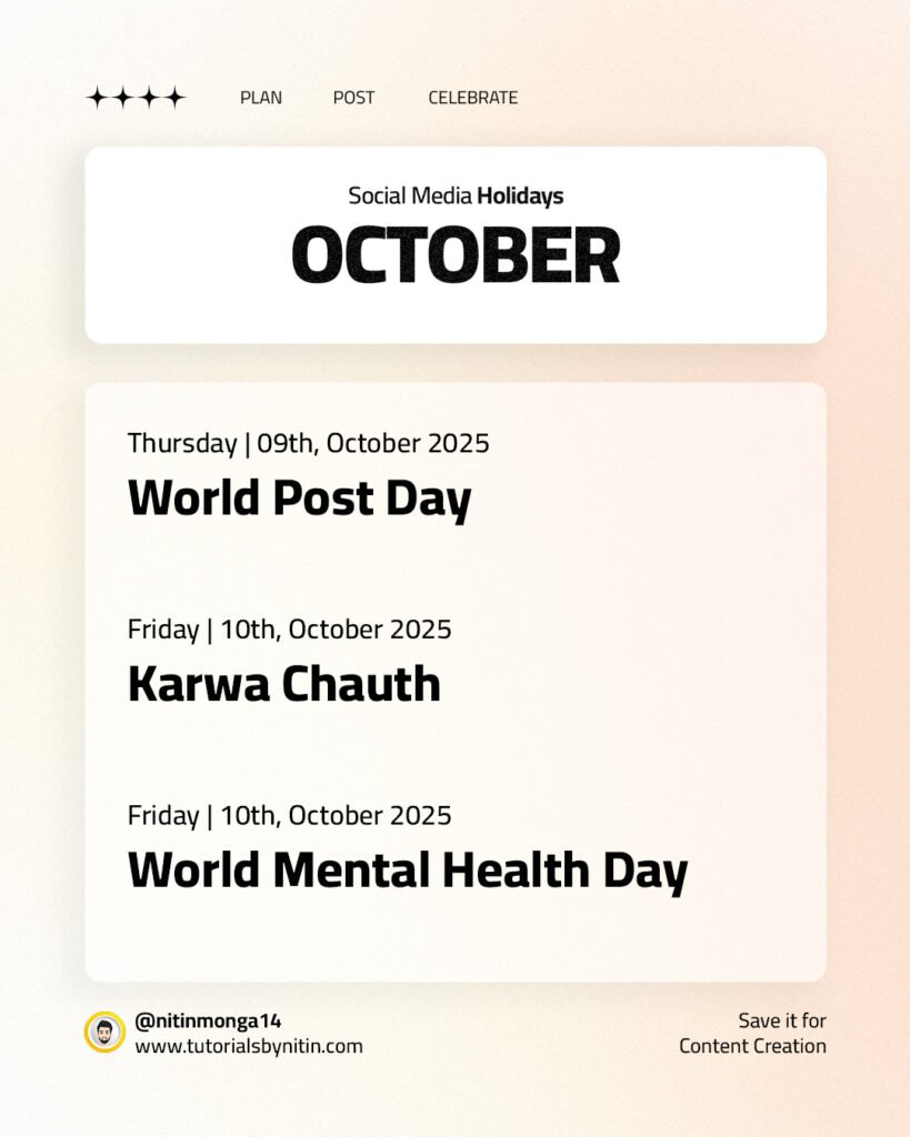 October 2025 Social Media Holidays October 2025 Social Media Holidays