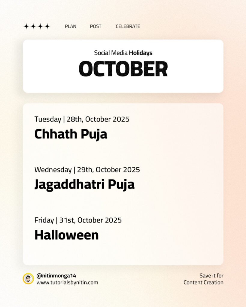 October 2025 Social Media Holidays October 2025 Social Media Holidays