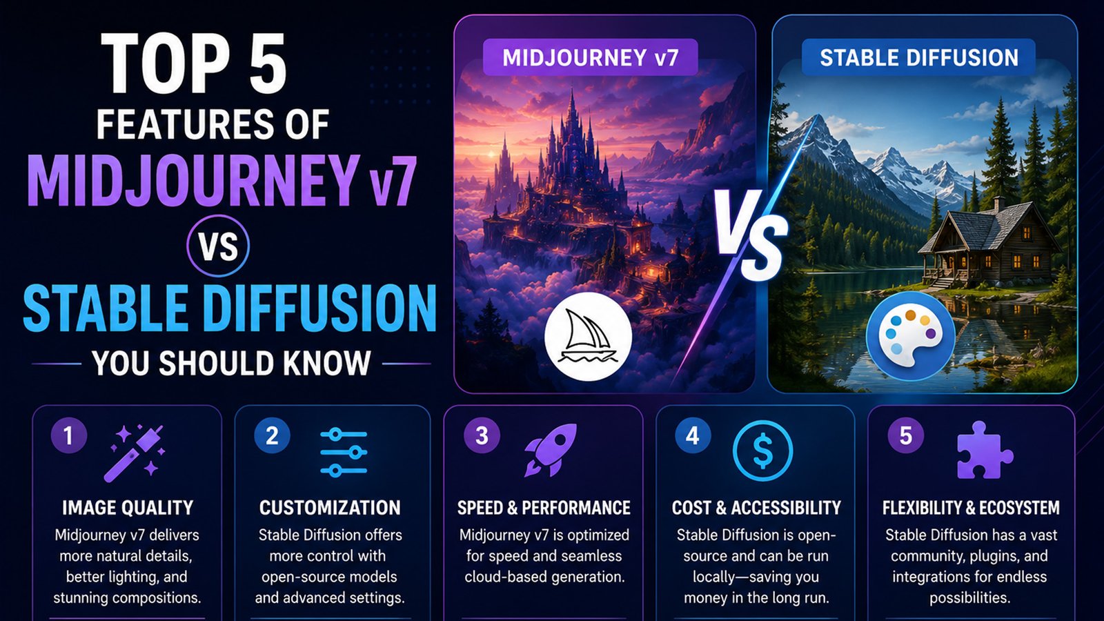Top 5 Features of Midjourney v7 vs Stable Diffusion You Should Know