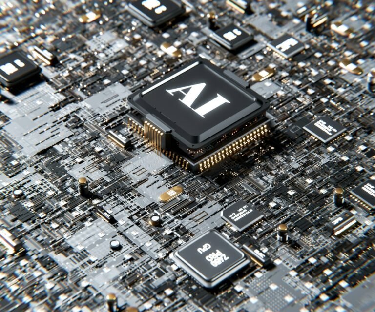 Grok 4.6 model represented by a 3D render of an AI processor chip