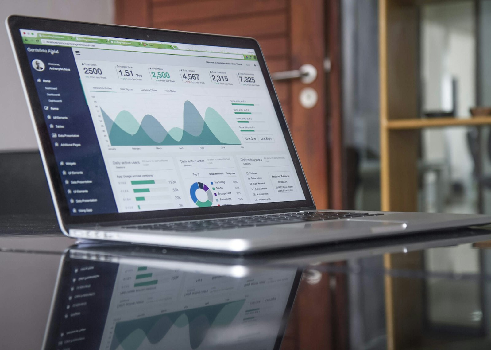 WordPress site owner reviewing AI visibility report charts on a laptop