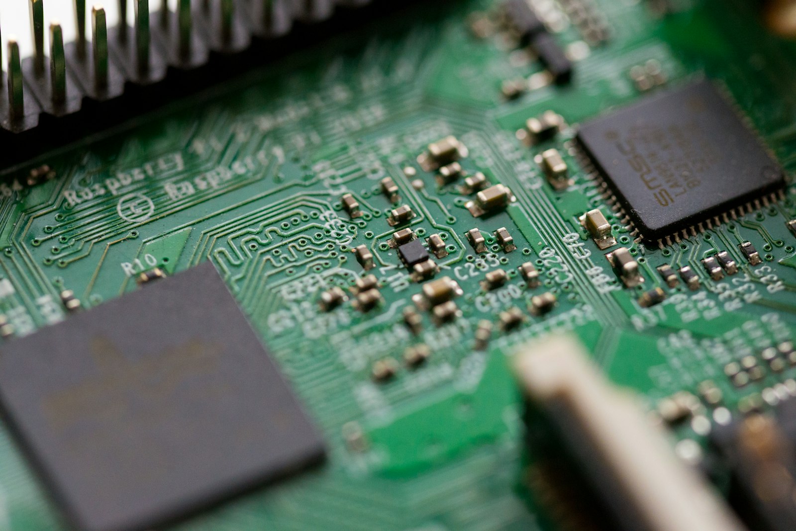 AI inference chips Close-up of AI inference chips wired together on a circuit board